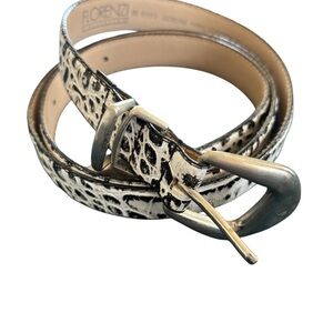 VTG Florenzi Snake Printed Belt Black White Silver Buckle 1” Wide 36” Waist New